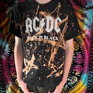 Black AC/DC bleach painted t-shirt